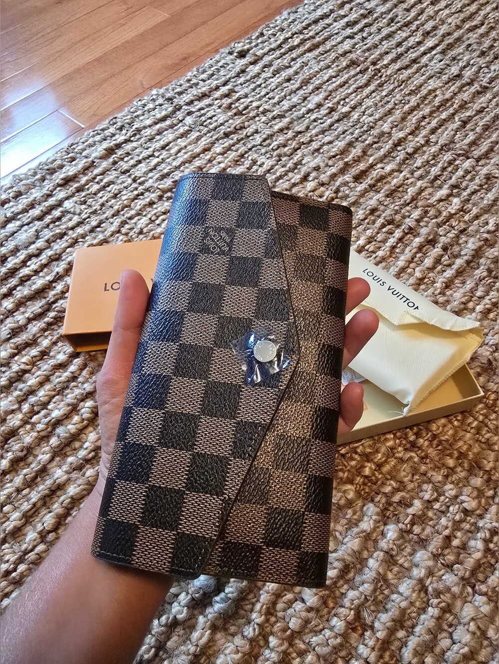 Checkered Wallet in Dark and Light Brown
